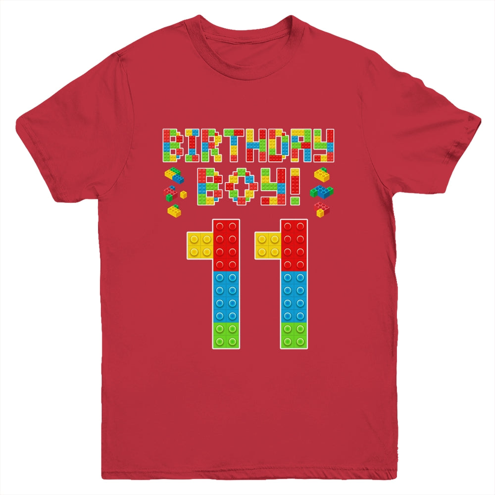 Cute 11th Birthday 11 Years Old Block Building Boys Lover Youth Shirt | siriusteestore