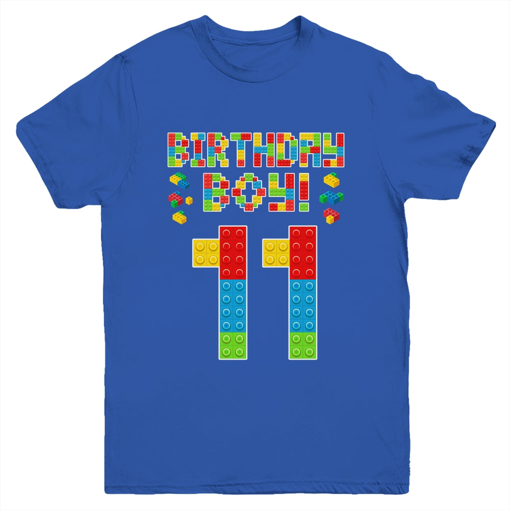 Cute 11th Birthday 11 Years Old Block Building Boys Lover Youth Shirt | siriusteestore