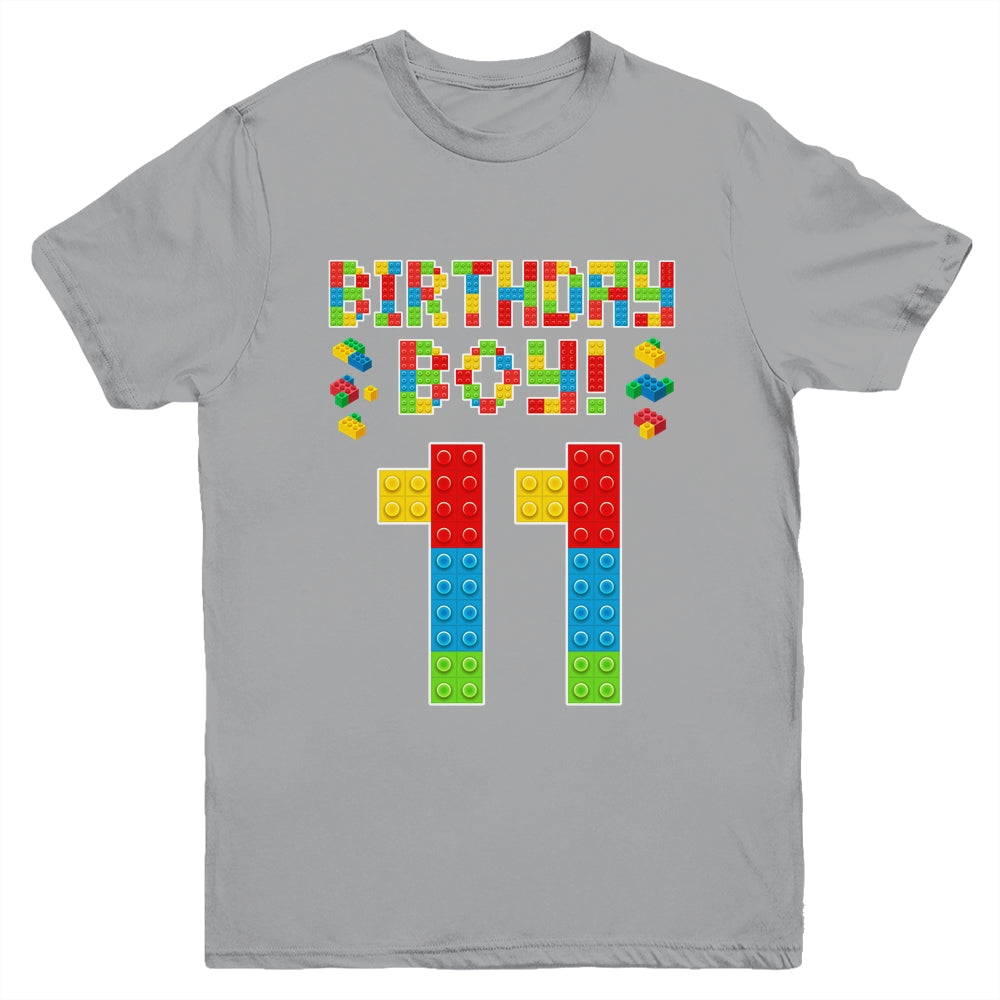 Cute 11th Birthday 11 Years Old Block Building Boys Lover Youth Shirt | siriusteestore