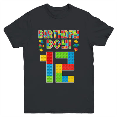 Cute 12th Birthday 12 Years Old Block Building Boys Lover Youth Shirt | siriusteestore