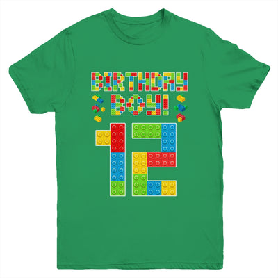 Cute 12th Birthday 12 Years Old Block Building Boys Lover Youth Shirt | siriusteestore