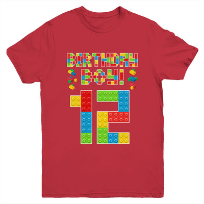 Cute 12th Birthday 12 Years Old Block Building Boys Lover Youth Shirt | siriusteestore