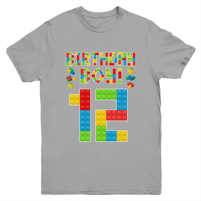 Cute 12th Birthday 12 Years Old Block Building Boys Lover Youth Shirt | siriusteestore