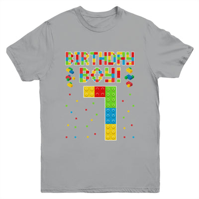 Cute 7th Birthday 7 Years Old Block Building Boys Lover Youth Shirt | siriusteestore
