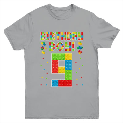 Cute 9th Birthday 9 Years Old Block Building Boys Lover Youth Shirt | siriusteestore