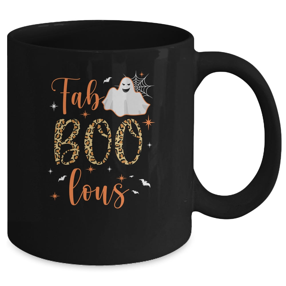 Cute Boo Ghost Halloween Fab Boo Lous Leopard Mug | siriusteestore
