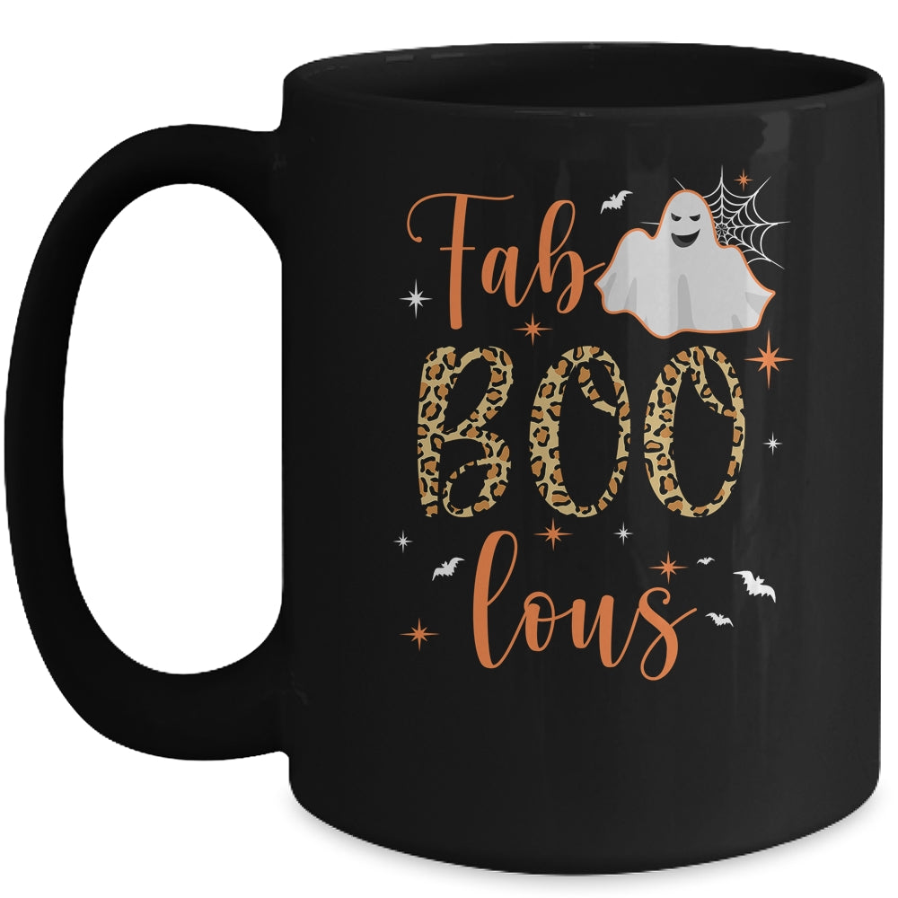 Cute Boo Ghost Halloween Fab Boo Lous Leopard Mug | siriusteestore