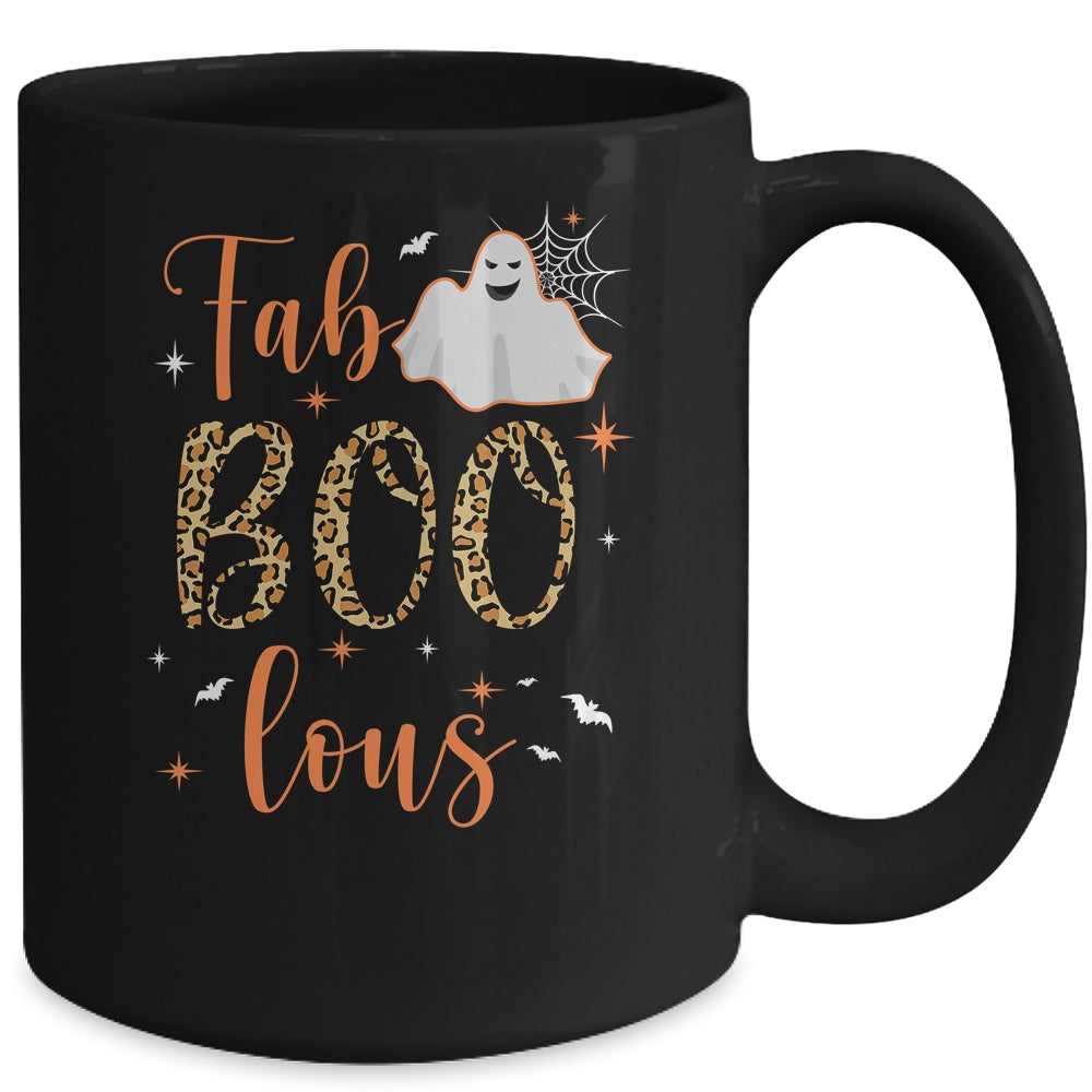 Cute Boo Ghost Halloween Fab Boo Lous Leopard Mug | siriusteestore