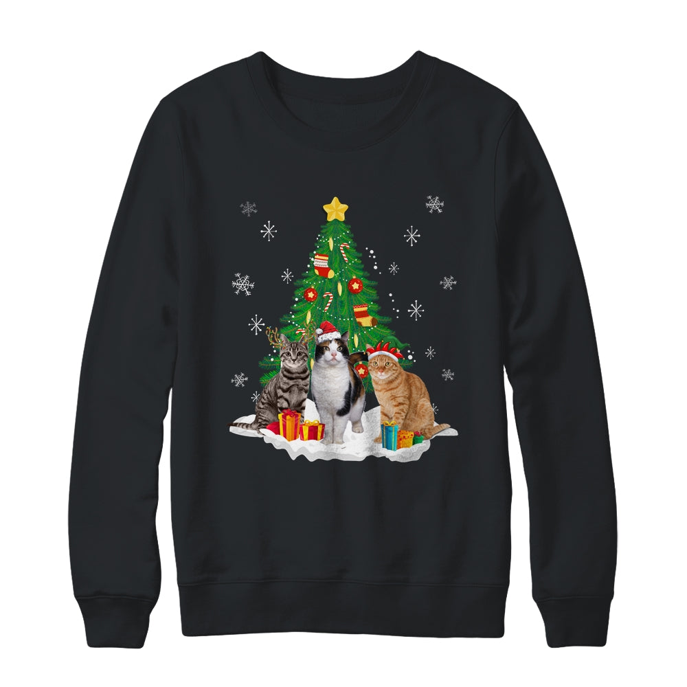 Cute Cat Christmas Tree Cat Lover Xmas Cat Mom Women Kids Shirt & Sweatshirt | siriusteestore