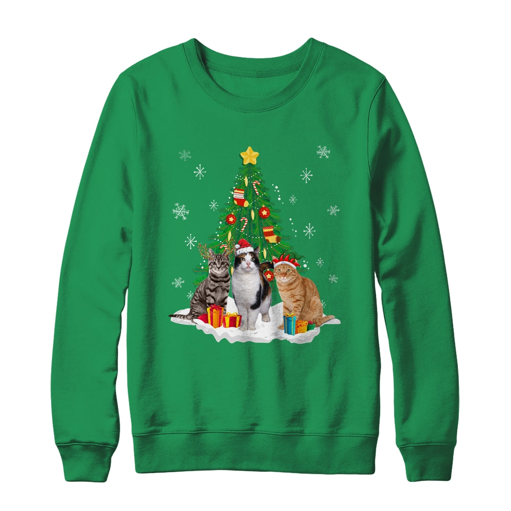 Cute Cat Christmas Tree Cat Lover Xmas Cat Mom Women Kids Shirt & Sweatshirt | siriusteestore