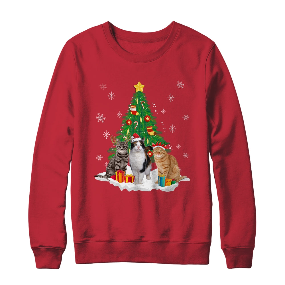 Cute Cat Christmas Tree Cat Lover Xmas Cat Mom Women Kids Shirt & Sweatshirt | siriusteestore