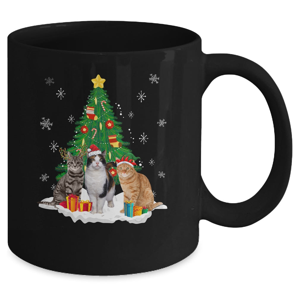 Cute Cat Christmas Tree Cat Lover Xmas Cat Mom Women Kids Mug | siriusteestore