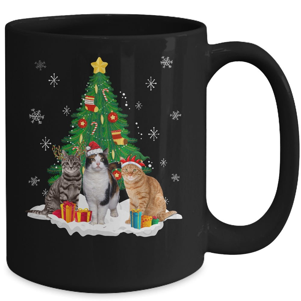 Cute Cat Christmas Tree Cat Lover Xmas Cat Mom Women Kids Mug | siriusteestore