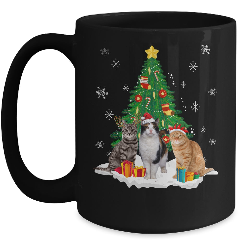 Cute Cat Christmas Tree Cat Lover Xmas Cat Mom Women Kids Mug | siriusteestore