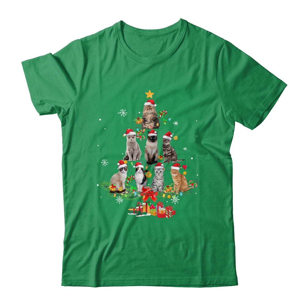 Cute Cat Lover Christmas Tree Light Kitten Xmas Mom Women Shirt & Sweatshirt | siriusteestore