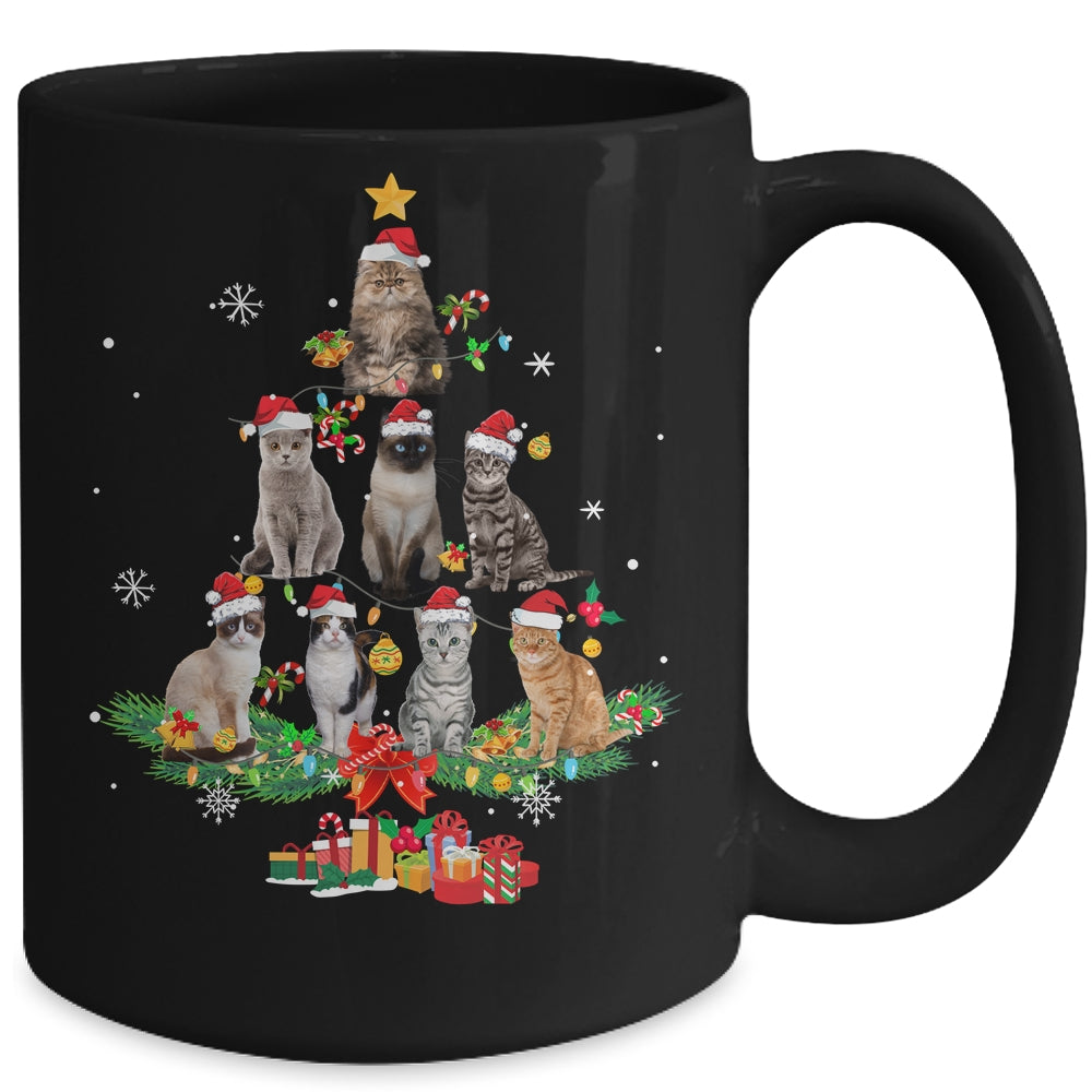 Cute Cat Lover Christmas Tree Light Kitten Xmas Mom Women Mug | siriusteestore