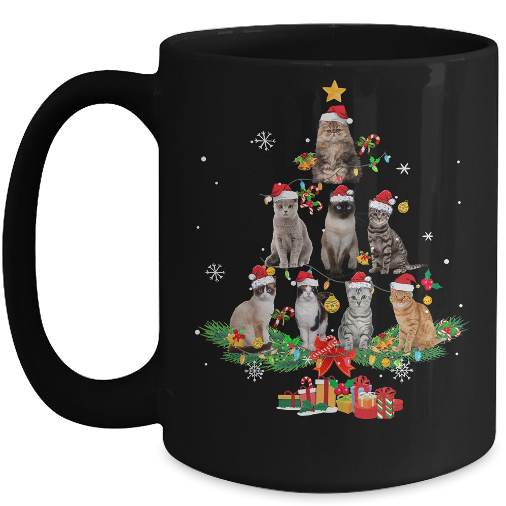 Cute Cat Lover Christmas Tree Light Kitten Xmas Mom Women Mug | siriusteestore
