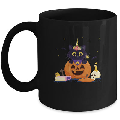 Cute Cat Pumpkin Unicorn Halloween Mug | siriusteestore