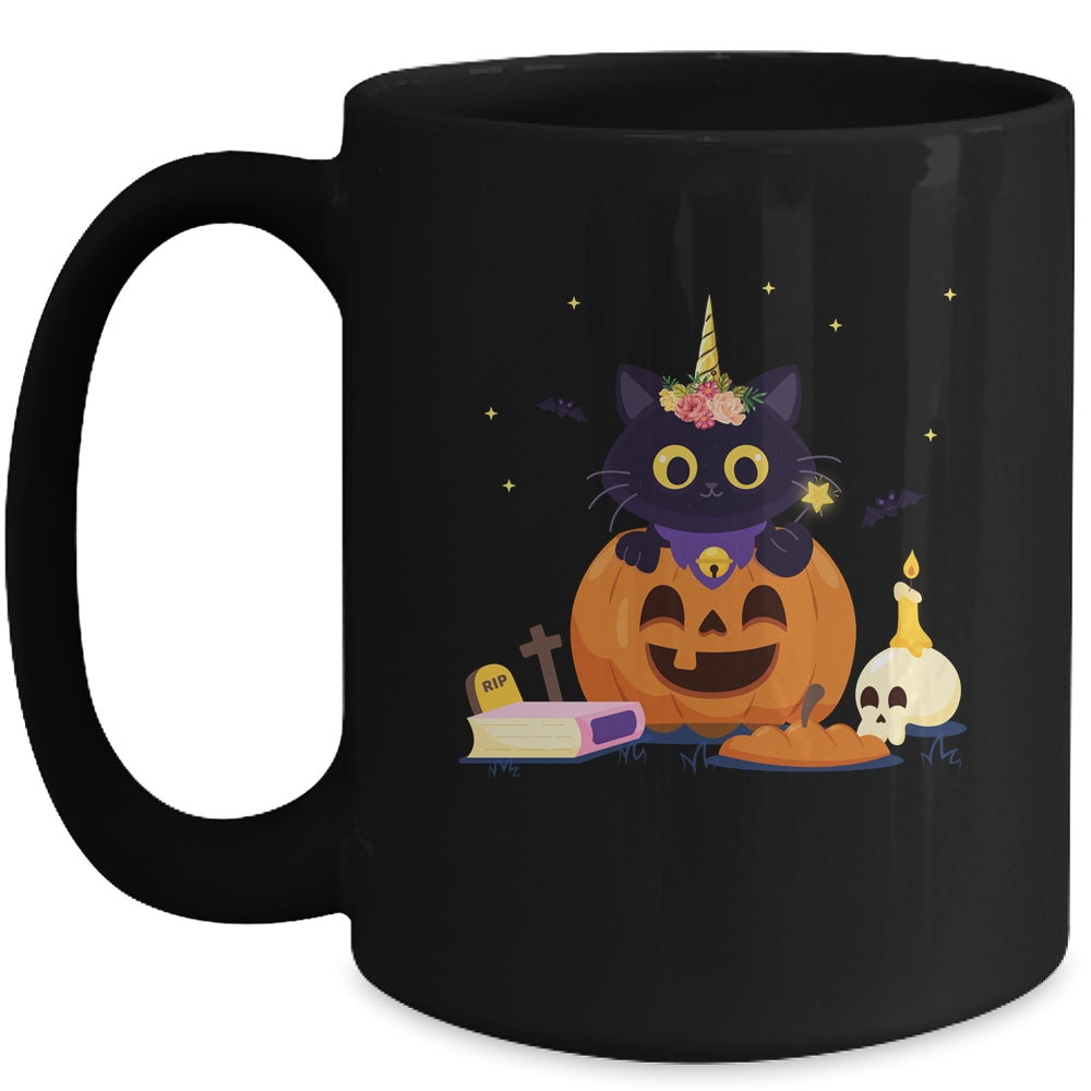 Cute Cat Pumpkin Unicorn Halloween Mug | siriusteestore