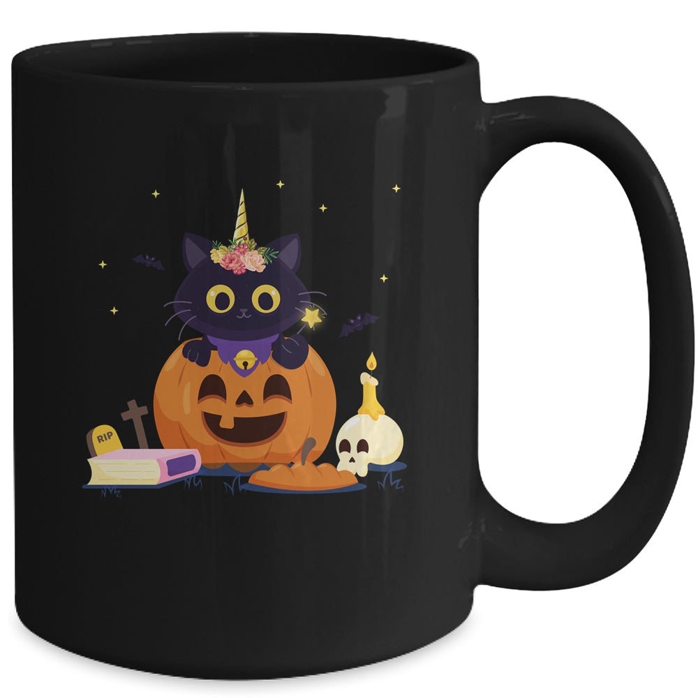 Cute Cat Pumpkin Unicorn Halloween Mug | siriusteestore