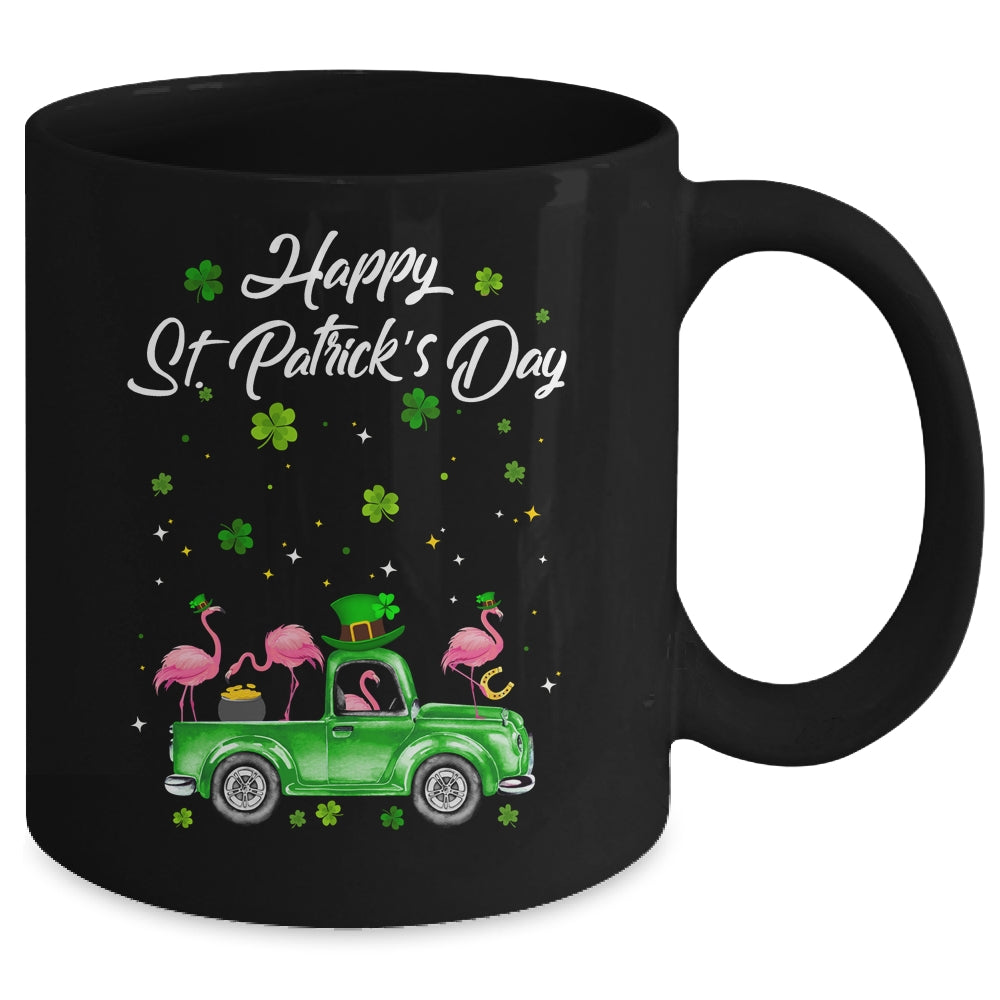 Cute Flamingo Truck Shamrock Green St Patrick Day Lover Mug | siriusteestore