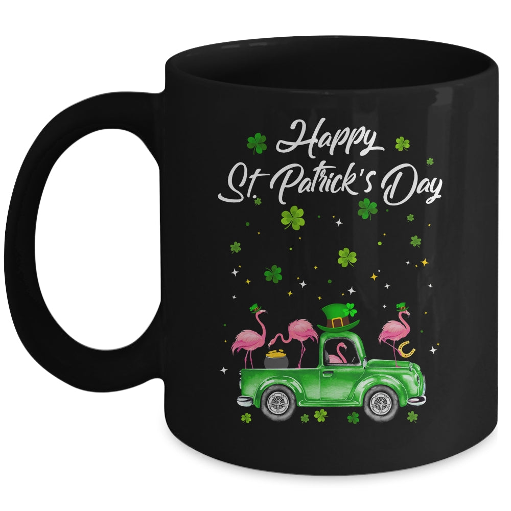 Cute Flamingo Truck Shamrock Green St Patrick Day Lover Mug | siriusteestore