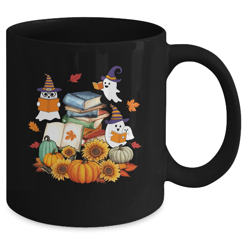 Cute Ghost Book Reading Halloween Teacher Library Funny Mug | siriusteestore