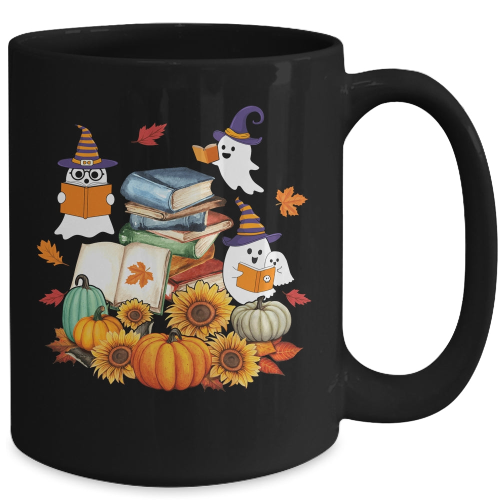 Cute Ghost Book Reading Halloween Teacher Library Funny Mug | siriusteestore
