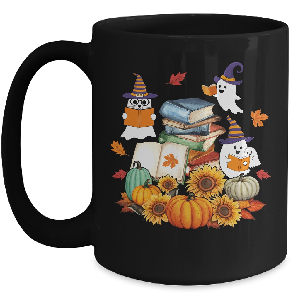 Cute Ghost Book Reading Halloween Teacher Library Funny Mug | siriusteestore