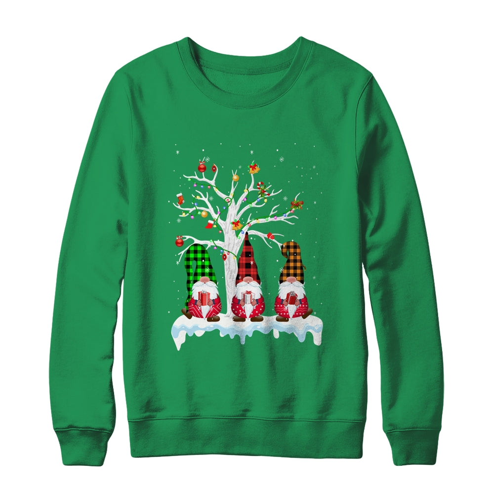 Cute Gnome Buffalo Plaid Christmas Tree Light Ugly Santa Hat Shirt & Sweatshirt | siriusteestore