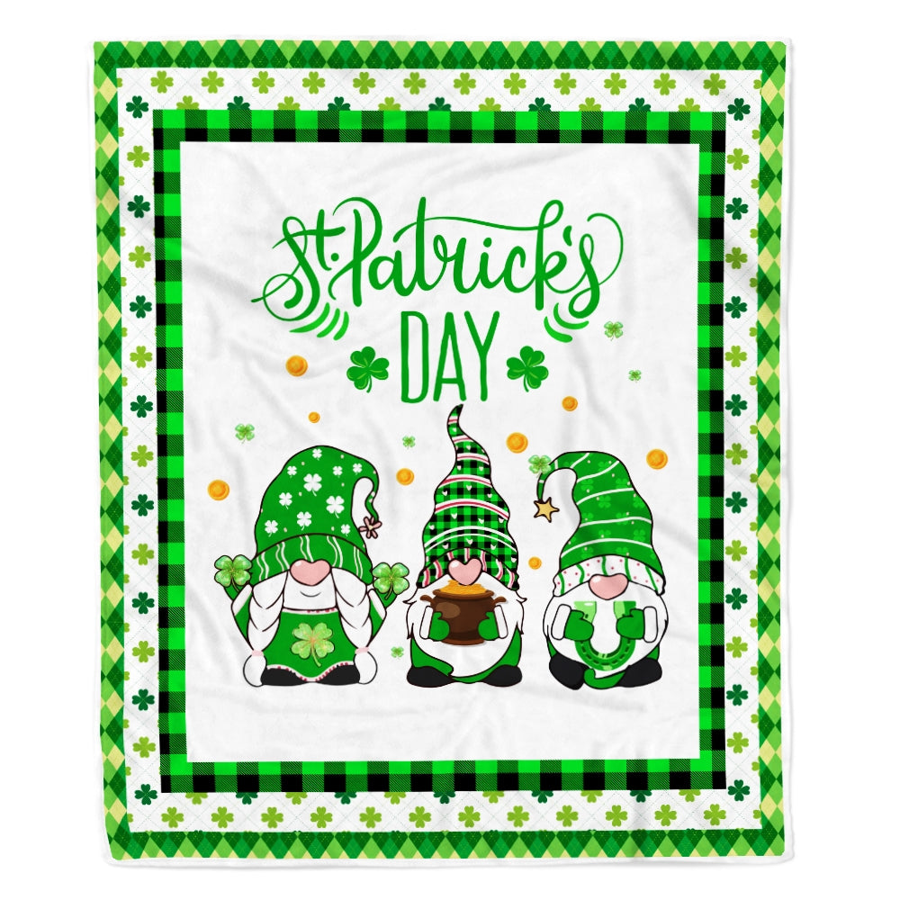Cute Gnomes St Patrick's Fleece Blanket | siriusteestore