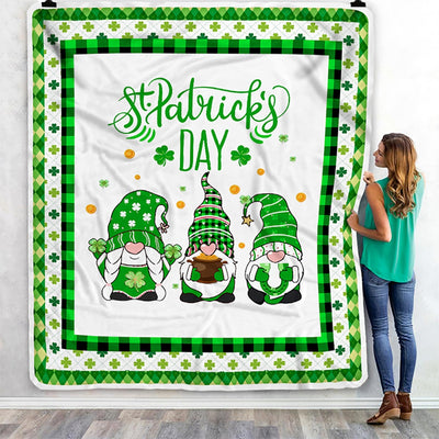 Cute Gnomes St Patrick's Fleece Blanket | siriusteestore