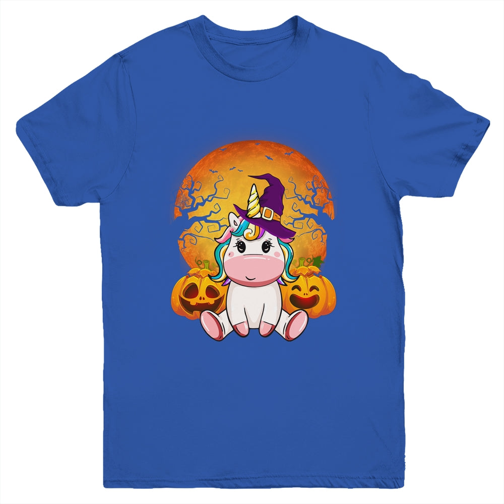 Cute Halloween Witchy Unicorn Halloween Youth Shirt | siriusteestore