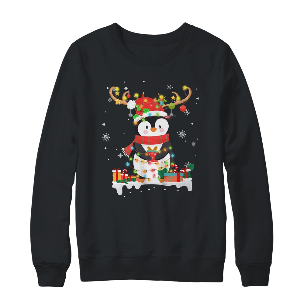 Cute Penguin Reindeer Santa Hat Xmas Christmas Penguin Lover Shirt & Sweatshirt | siriusteestore