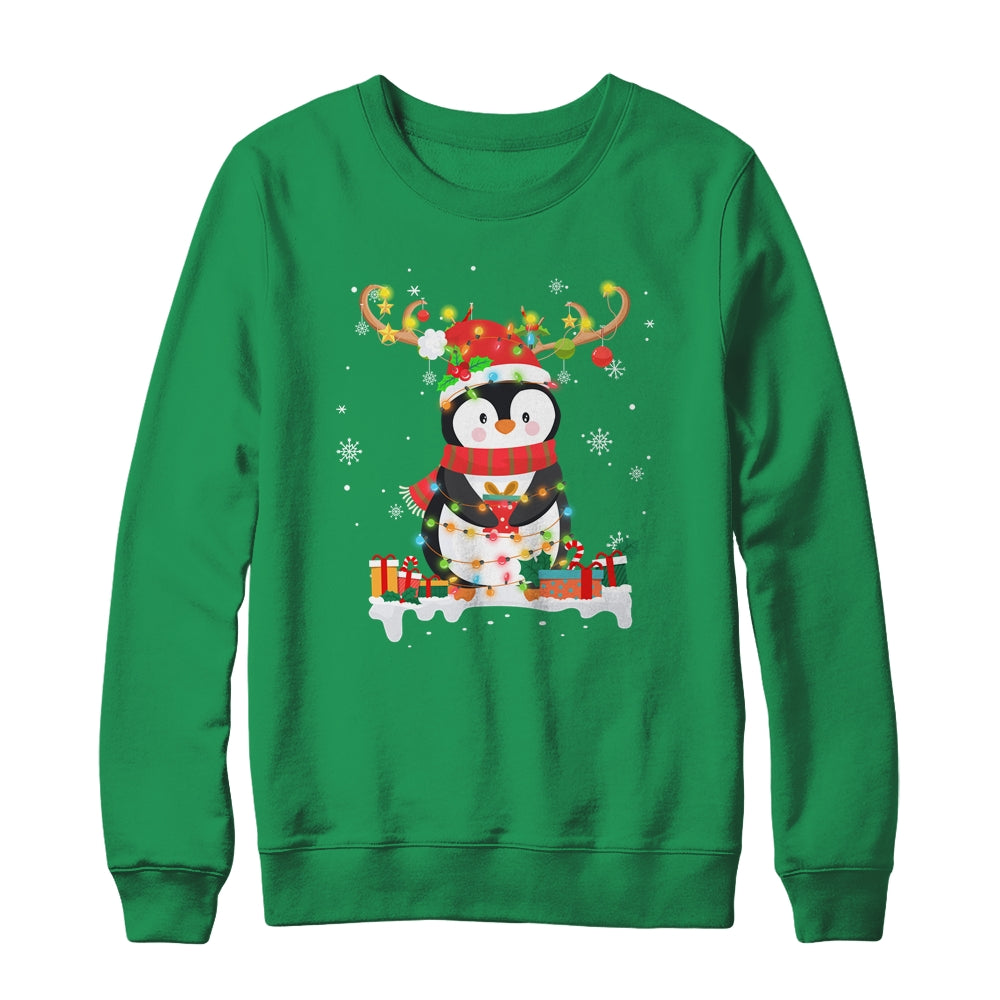 Cute Penguin Reindeer Santa Hat Xmas Christmas Penguin Lover Shirt & Sweatshirt | siriusteestore
