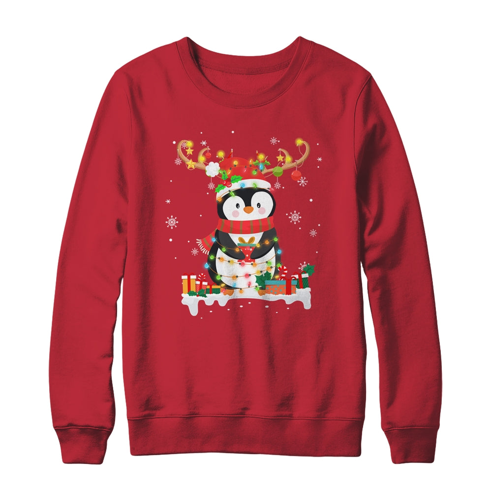 Cute Penguin Reindeer Santa Hat Xmas Christmas Penguin Lover Shirt & Sweatshirt | siriusteestore