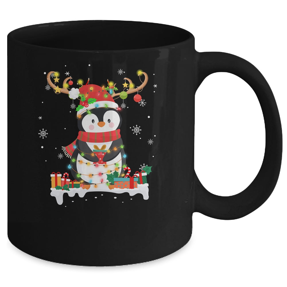 Cute Penguin Reindeer Santa Hat Xmas Christmas Penguin Lover Mug | siriusteestore
