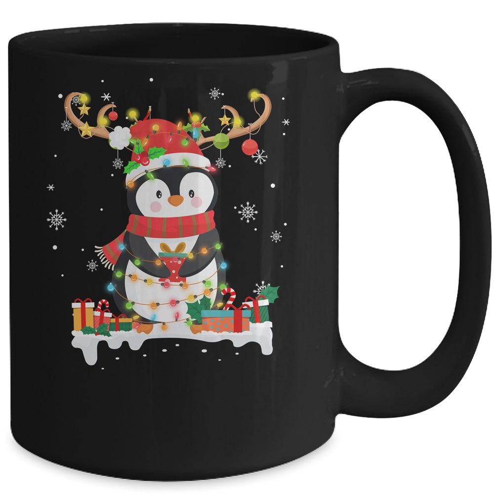 Cute Penguin Reindeer Santa Hat Xmas Christmas Penguin Lover Mug | siriusteestore