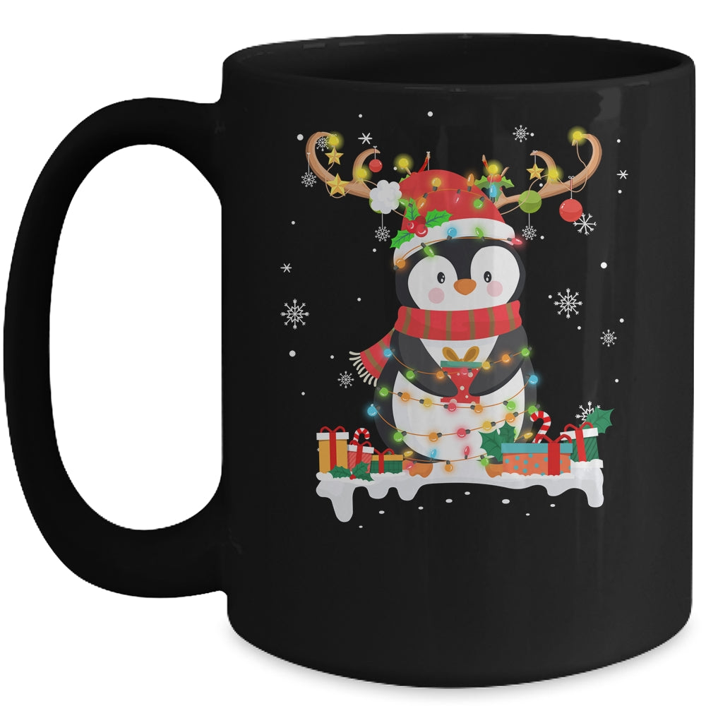 Cute Penguin Reindeer Santa Hat Xmas Christmas Penguin Lover Mug | siriusteestore