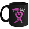 Cute Pink Ribbon Breast Cancer Awareness Football Pink Out Mug | siriusteestore