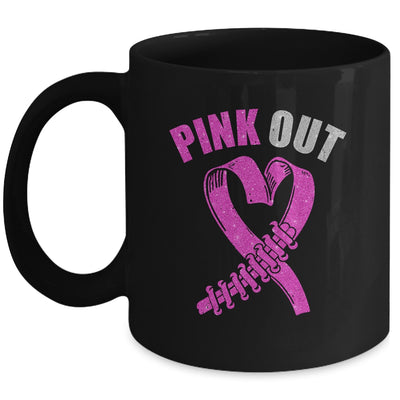 Cute Pink Ribbon Breast Cancer Awareness Football Pink Out Mug | siriusteestore