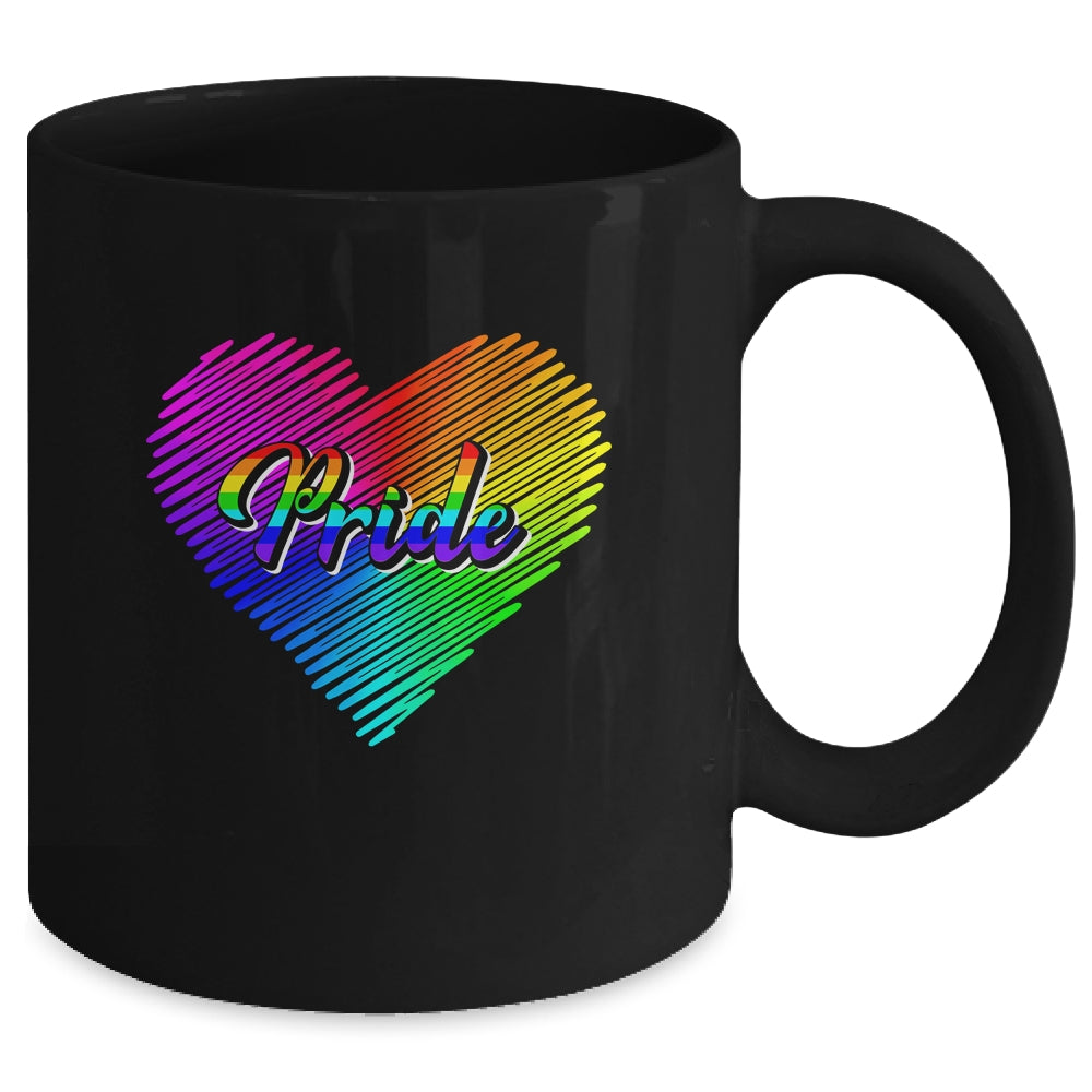 Cute Pride Heart LGBTQ Lesbian Rainbow Apparel Gay Pride Mug | siriusteestore
