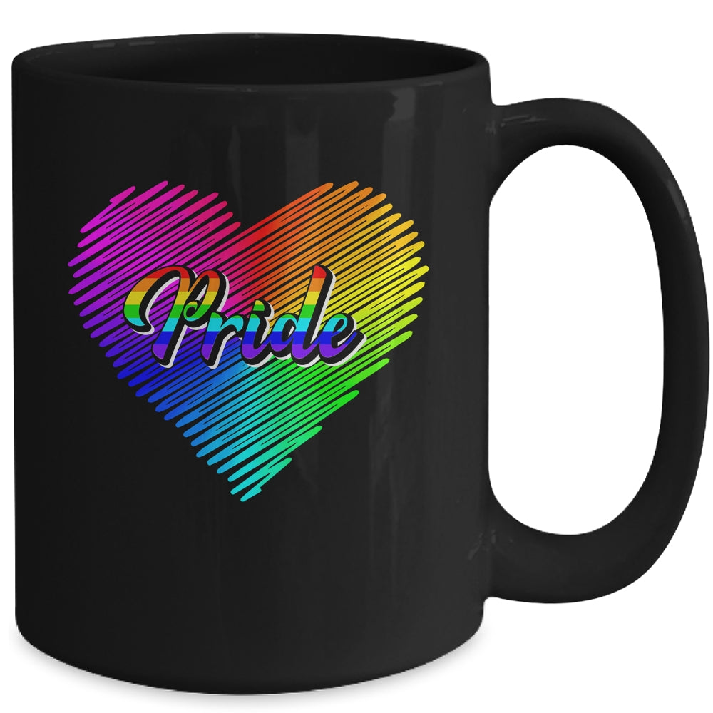 Cute Pride Heart LGBTQ Lesbian Rainbow Apparel Gay Pride Mug | siriusteestore
