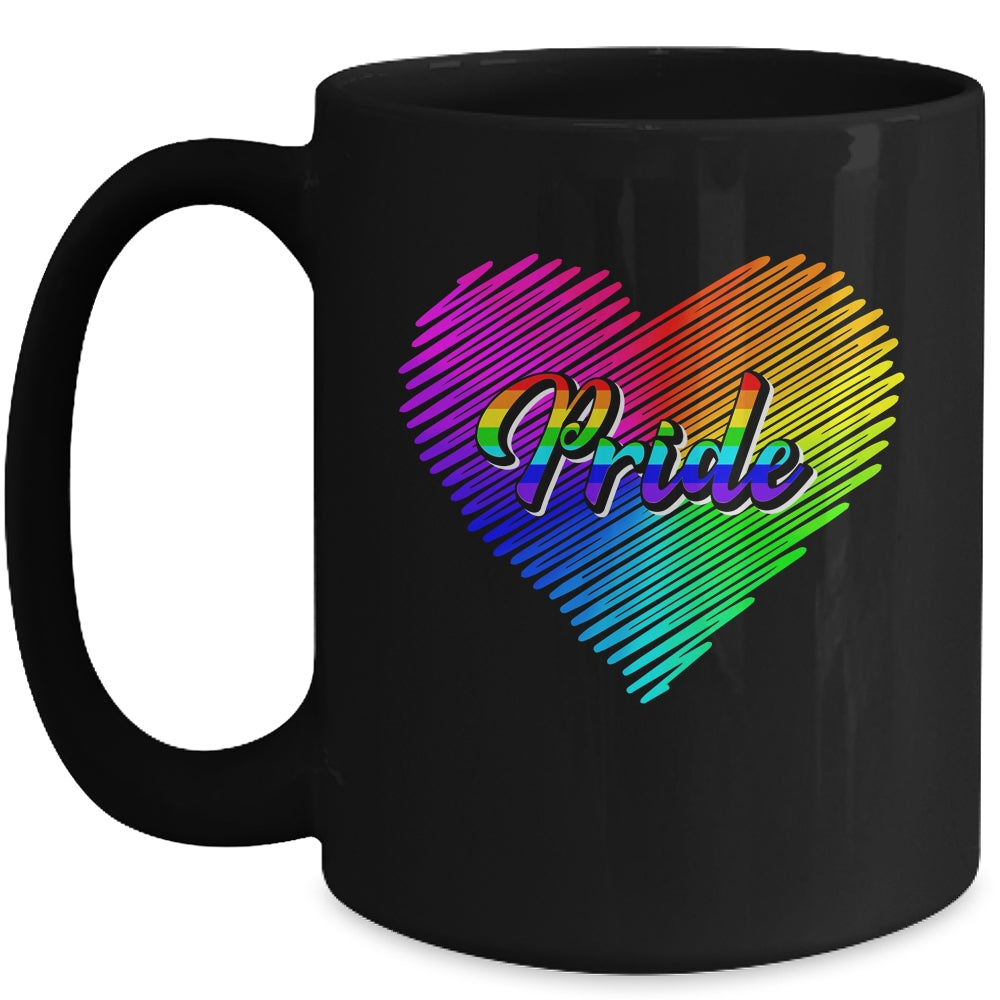 Cute Pride Heart LGBTQ Lesbian Rainbow Apparel Gay Pride Mug | siriusteestore