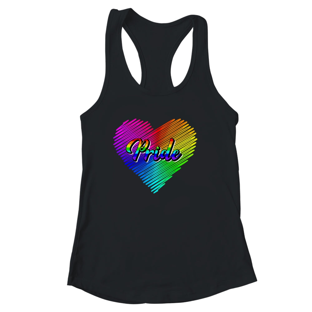 Cute Pride Heart LGBTQ Lesbian Rainbow Apparel Gay Pride Shirt & Tank Top | siriusteestore