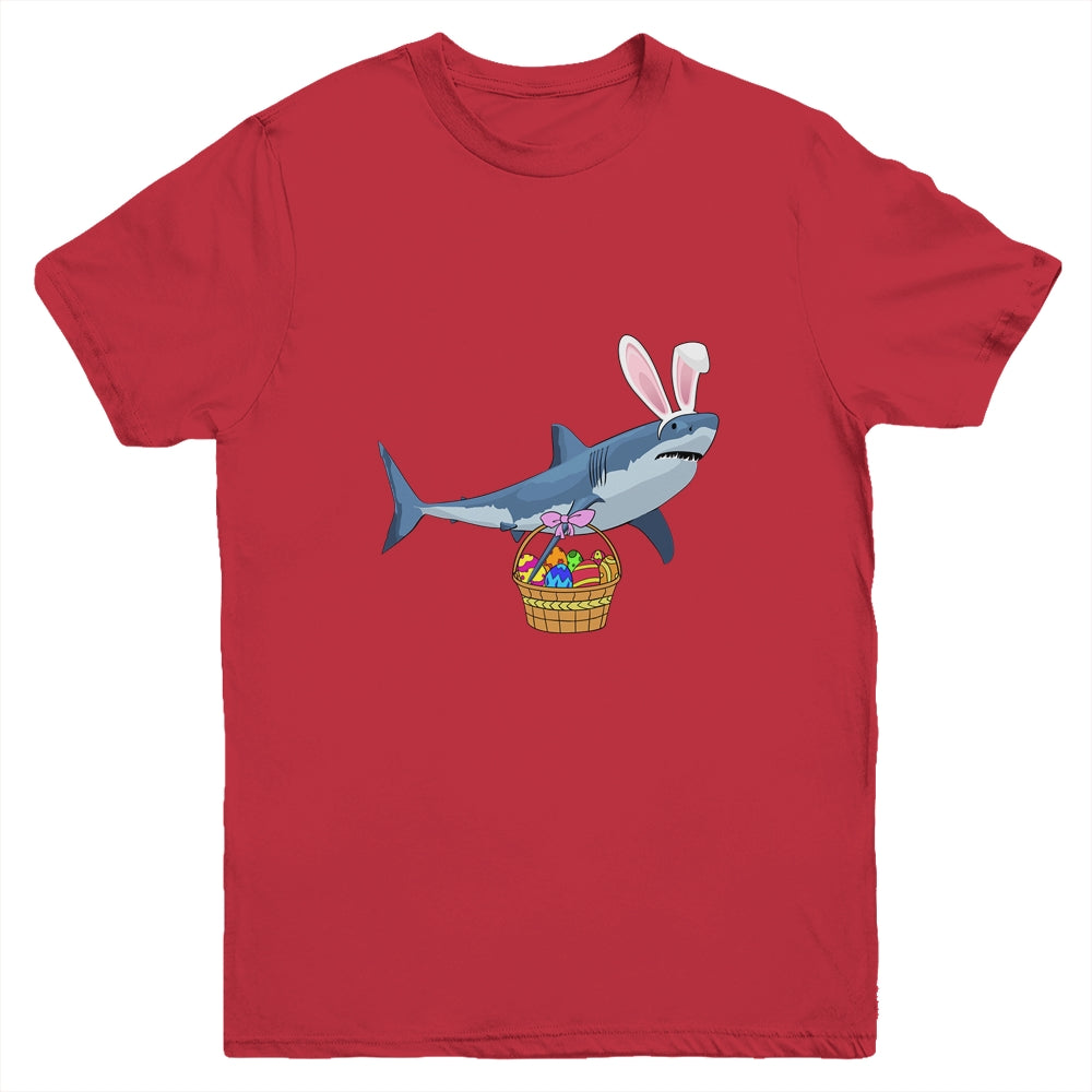Cute Shark With Easter Basket And Bunny Ears Happy Easter Youth Shirt | siriusteestore