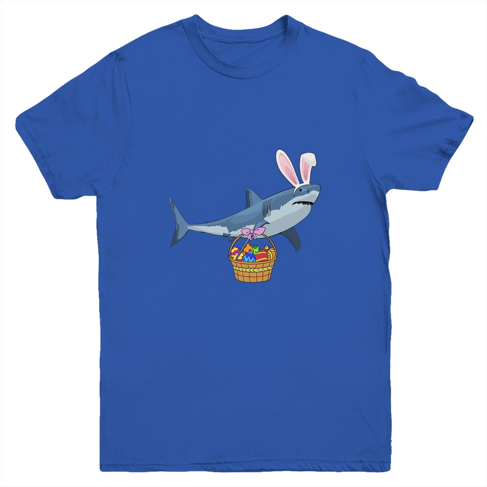 Cute Shark With Easter Basket And Bunny Ears Happy Easter Youth Shirt | siriusteestore