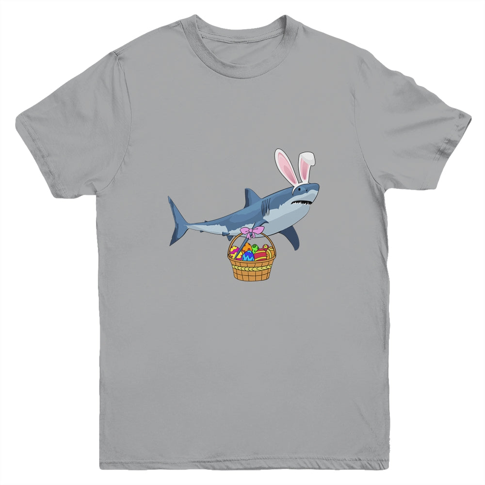 Cute Shark With Easter Basket And Bunny Ears Happy Easter Youth Shirt | siriusteestore
