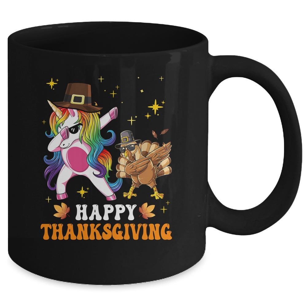 Cute Unicorn Thanksgiving For Girls Pilgrim Hat Turkey Mug | siriusteestore