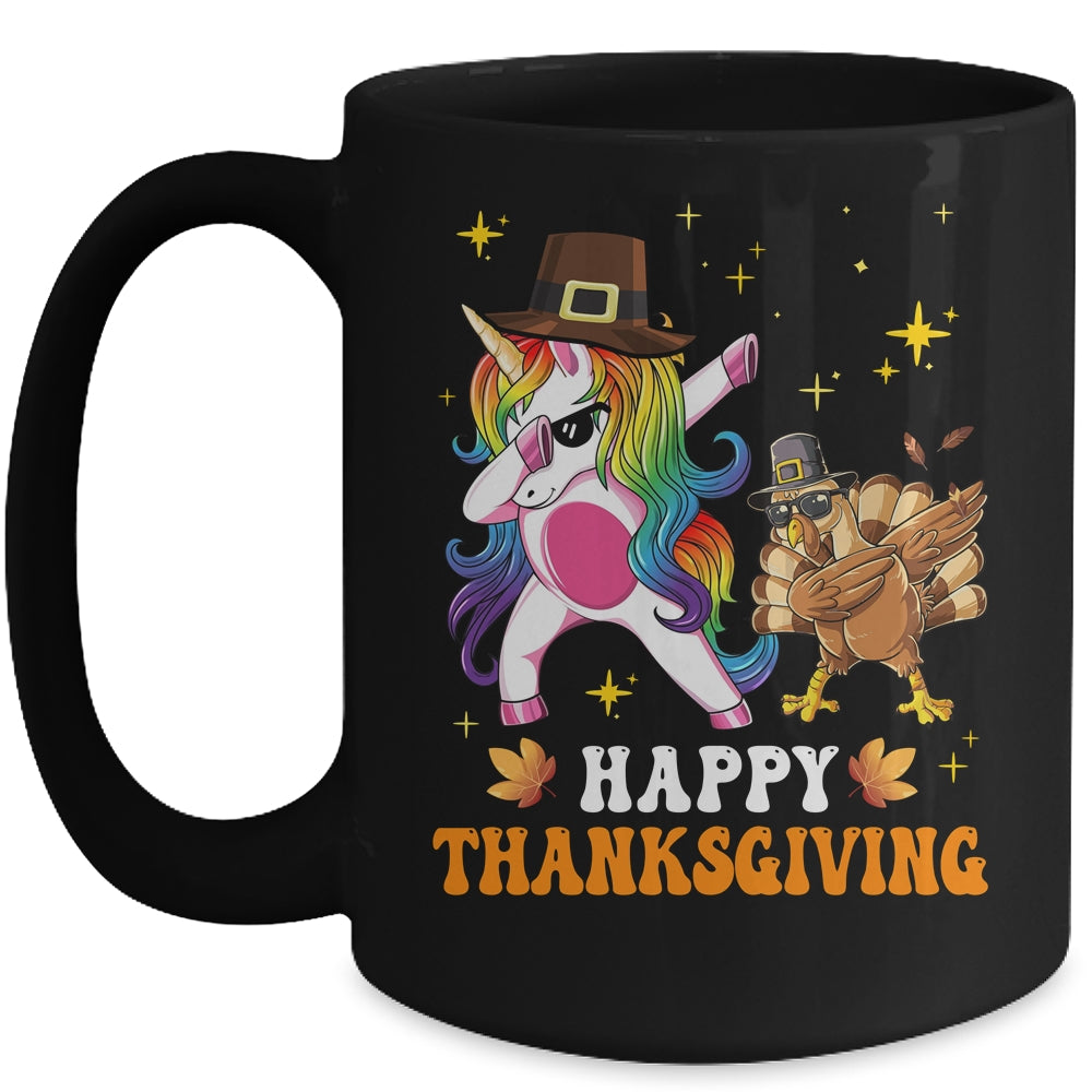 Cute Unicorn Thanksgiving For Girls Pilgrim Hat Turkey Mug | siriusteestore